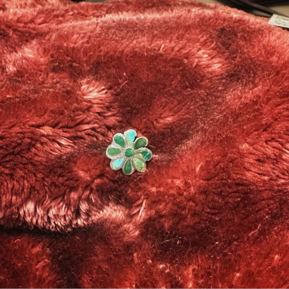 Handmade vintage silver and turquoise Flower Power ring size 6.5! - Picture 2 of 4